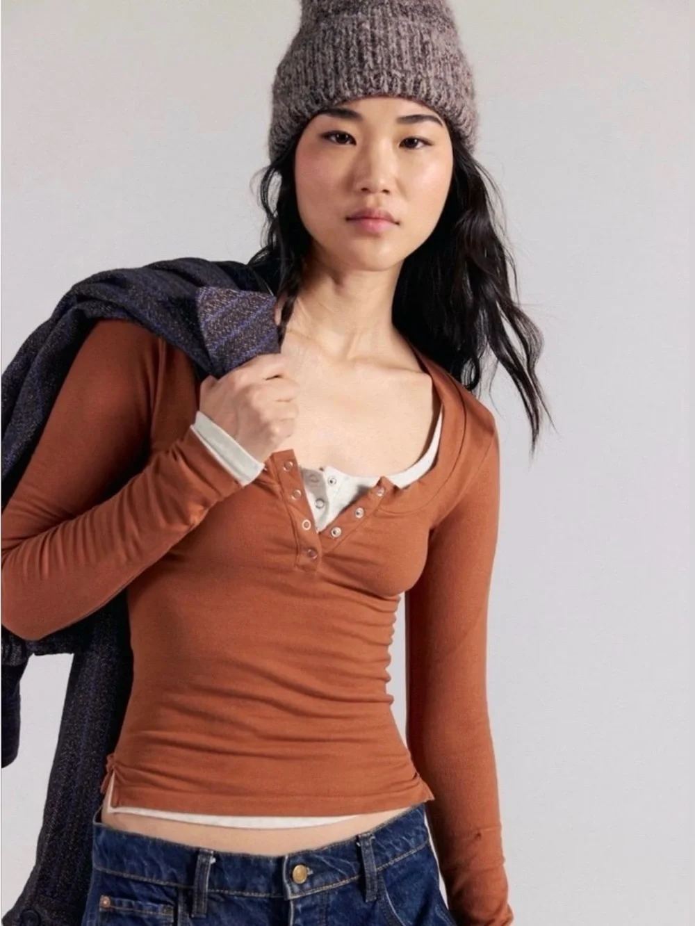 NWT FREE PEOPLE INTIMATELY Wide Awake Layering Top | Argan Oil/Brown MSRP $40